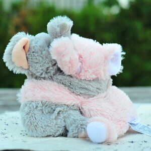 Bundle of two Warmers Two Hugging Love Plush Animals Elephants For a Neck